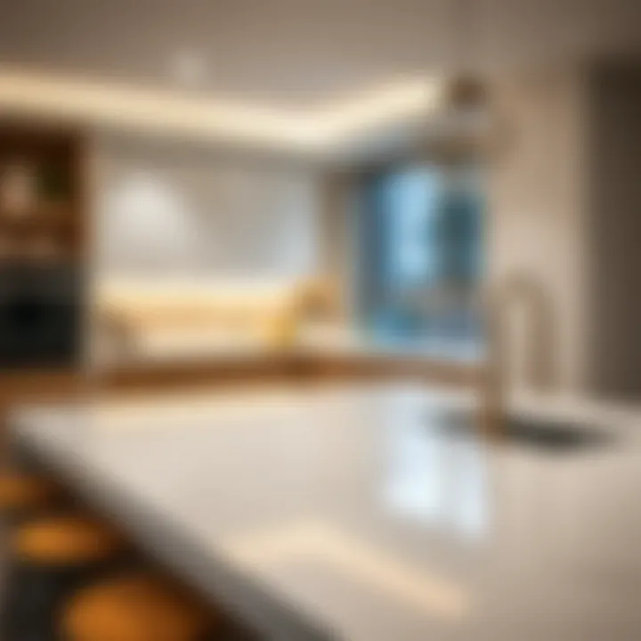 Sleek quartz countertop in modern kitchen setting