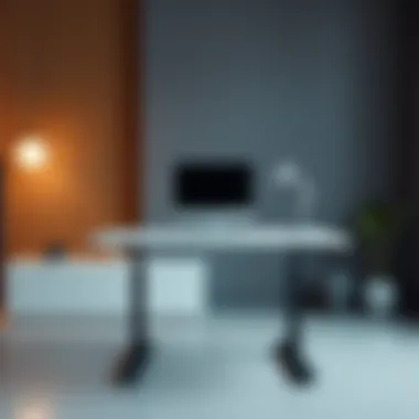 Sleek and Ergonomic Standing Desk Modern design of a standing desk showcasing a sleek finish and ergonomic features