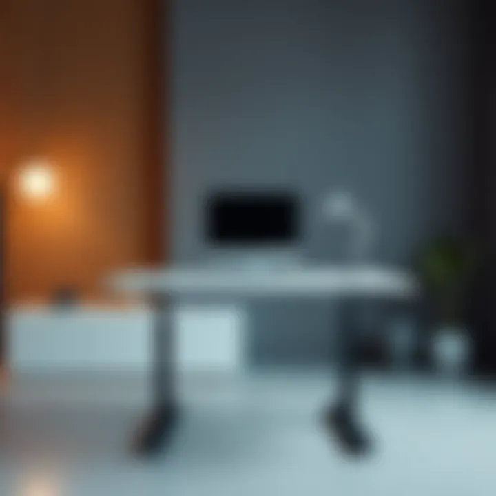Sleek and Ergonomic Standing Desk Modern design of a standing desk showcasing a sleek finish and ergonomic features