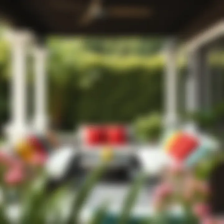 Luxurious outdoor seating with vibrant cushions