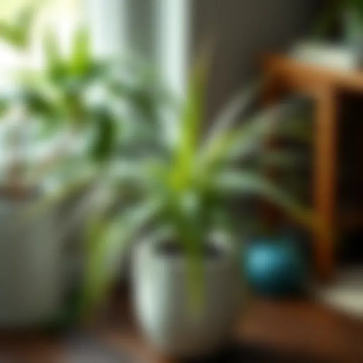 Vibrant spider plant beautifully placed in a modern pot