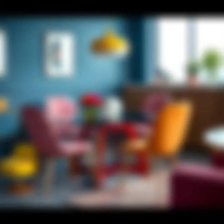Vibrant Styles for Contemporary Dining Spaces Stylish dining set featuring vibrant colors and creative patterns.