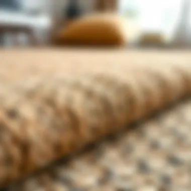 Close-up of natural fiber area rug emphasizing texture