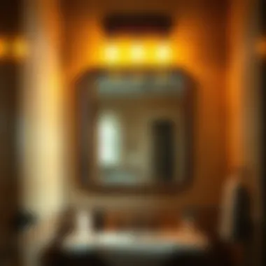 Vintage Mirror Lighting Elegant vintage-style mirror lighting in a rustic bathroom