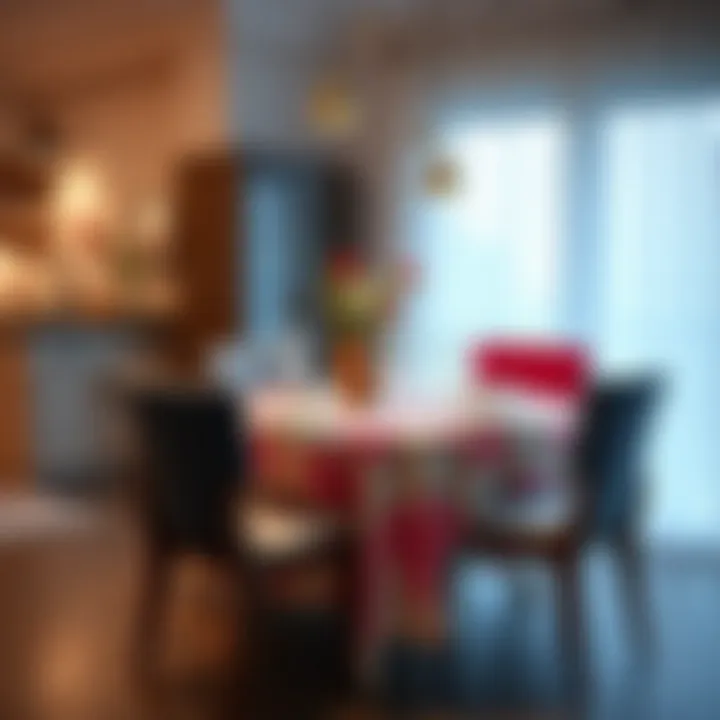Chic Dining Experience with Washable Tablecloths Stylish dining setting adorned with a colorful washable tablecloth