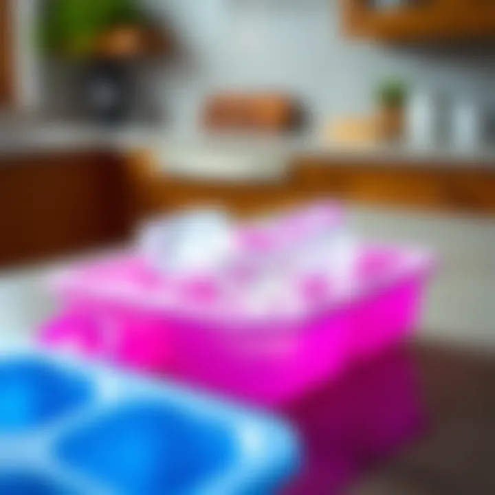 Close-up of BPA-free ice tray showcasing flexible silicone material