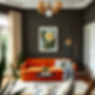 Burnt orange couch cover paired with complementary decor