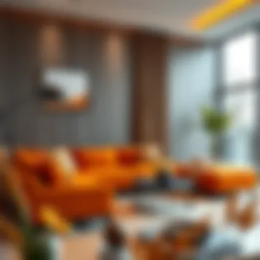 Burnt orange couch cover in a modern living room setting