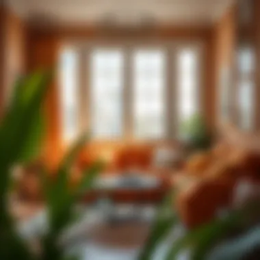 Burnt orange couch cover in a cozy reading nook