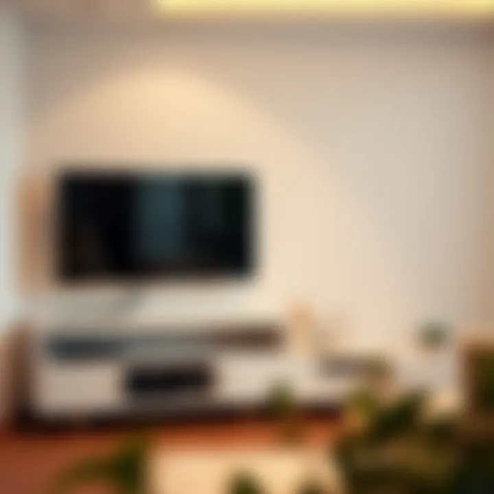 Spacious corner TV stand with integrated cable management