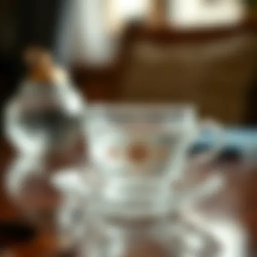 Elegant clear tea cup showcasing intricate design details