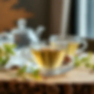 Aesthetic Arrangement of Clear Tea Set Aesthetic arrangement of clear tea set with natural elements