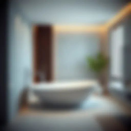 A sleek collapsible soaking tub set in a modern bathroom