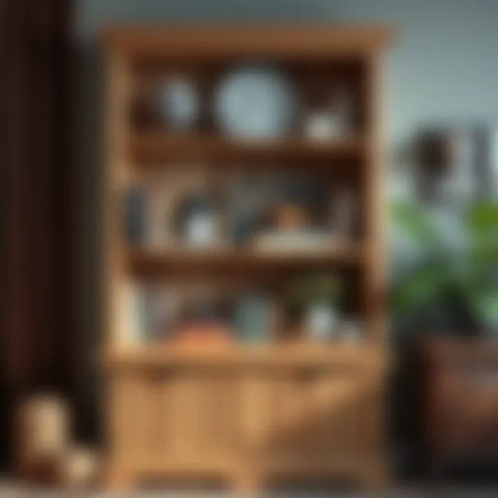 Stylish country style bookshelf adorned with decorative items