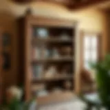 Rustic wooden bookshelf showcasing country style craftsmanship