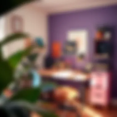 A Creative Corner Workspace Adorned with Vibrant Decor Creative corner workspace with vibrant decor