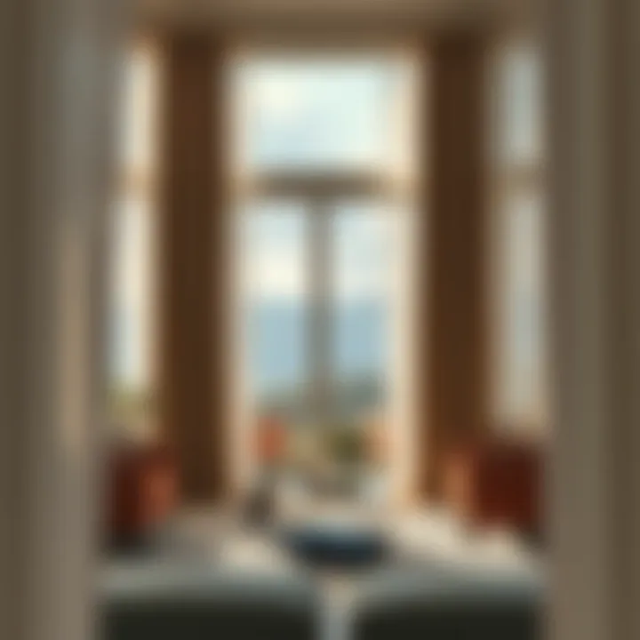 Room Framed by Sheer Curtains and Outdoor Scenery A beautifully styled room with sheer curtains framing a scenic outdoor view.