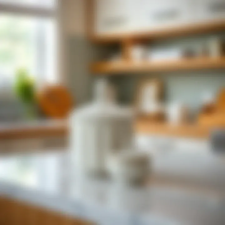 Chic ceramic storage container with a lid on a kitchen countertop