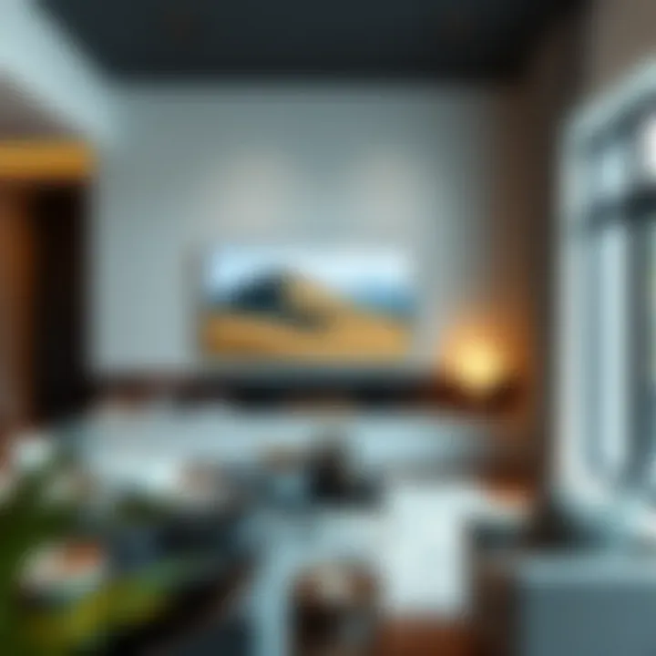 A stylishly integrated digital picture frame within a contemporary living space