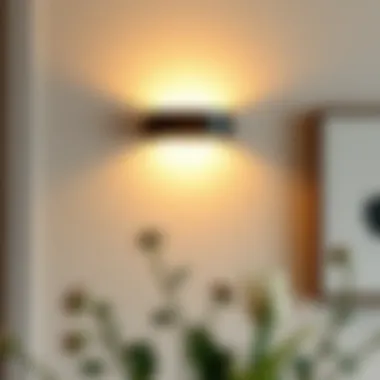 Contemporary wall sconce illuminating dining walls