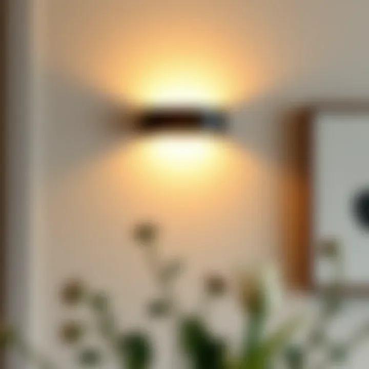 Contemporary wall sconce illuminating dining walls