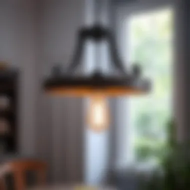 Rustic farmhouse light fixture suited for cozy dining areas