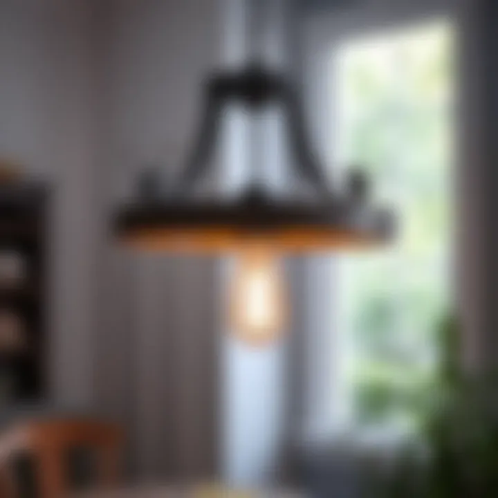 Rustic farmhouse light fixture suited for cozy dining areas