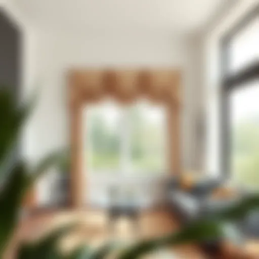 Elegant double window valance in a modern living room