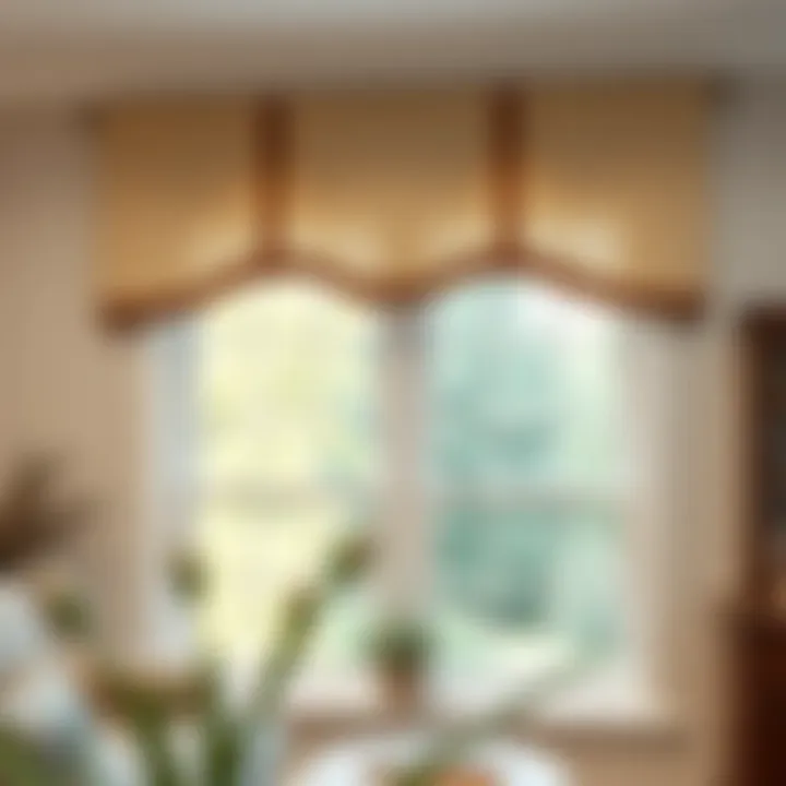 Rustic double window valance with wooden accents