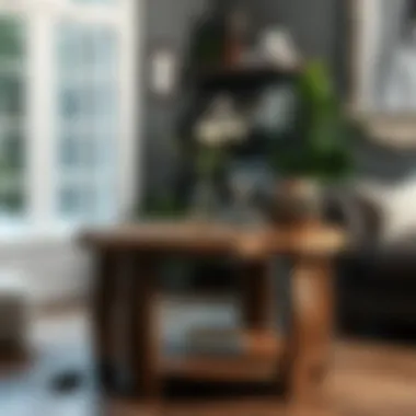 An elegant side table made from reclaimed wood, showcasing rustic charm