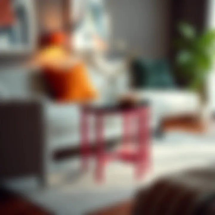 A vibrant, colorful side table that adds personality to a sitting room