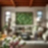 Elegant green print quilt displayed in a modern living room