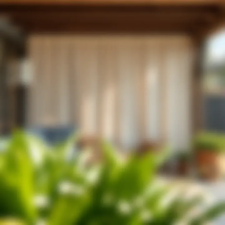 Elegant fabric privacy screen providing shade and seclusion