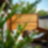 Stylish wooden privacy screen on a small deck