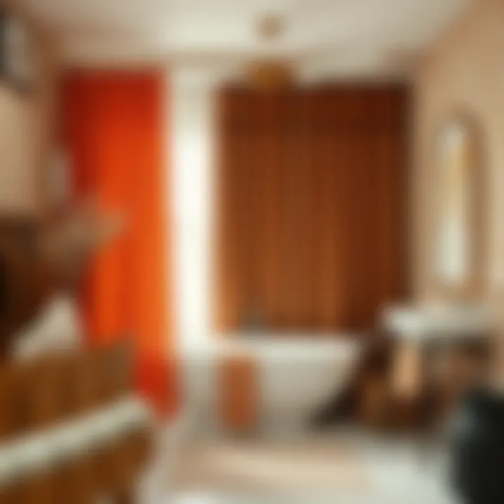 Brown and Peach Textile Combination Combination of brown and peach textiles in a cohesive bathroom design