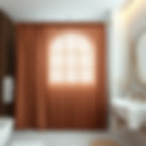 Elegant Brown Shower Curtain Elegant brown shower curtain in a modern bathroom setting
