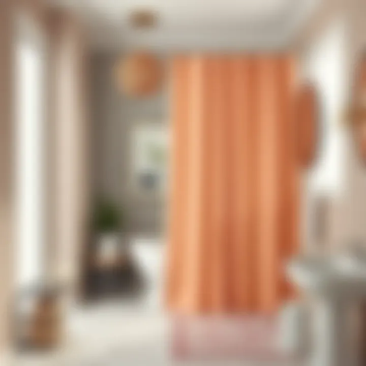 Stylish Peach Shower Curtain Stylish peach shower curtain complementing pastel decor