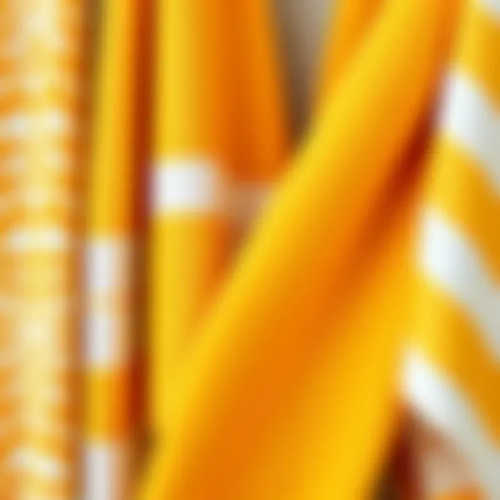 Close-up of fabric textures and patterns of yellow and white towels