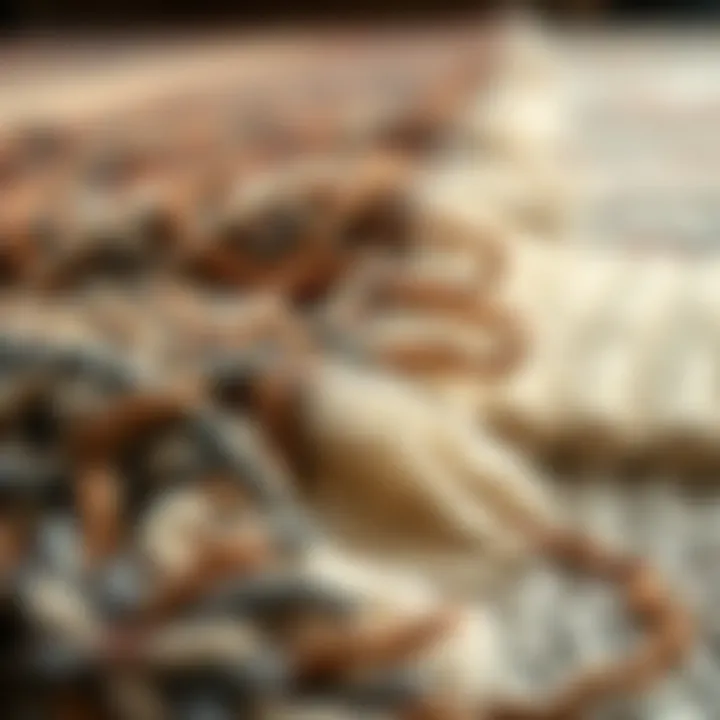 Close-up of various rug materials highlighting texture and quality