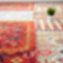 A vibrant selection of area rugs showcasing diverse colors and patterns