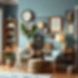 A beautifully arranged decorative corner featuring thrift store finds