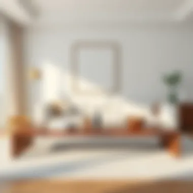 Minimalist Long Coffee Table in Bright Space A minimalist long coffee table in a bright and airy living room
