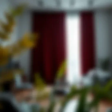 Burgundy curtains in a modern living room setting