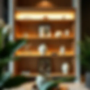 Elegant rolling shelves showcasing decorative items