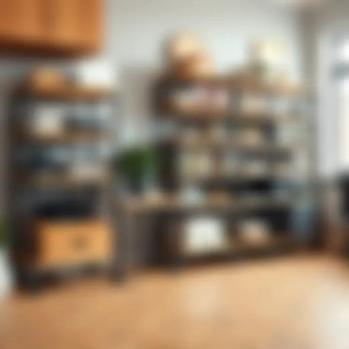 Versatile rolling shelves in an office space