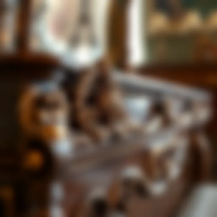 Close-up of the ornate details on a classic dressing table