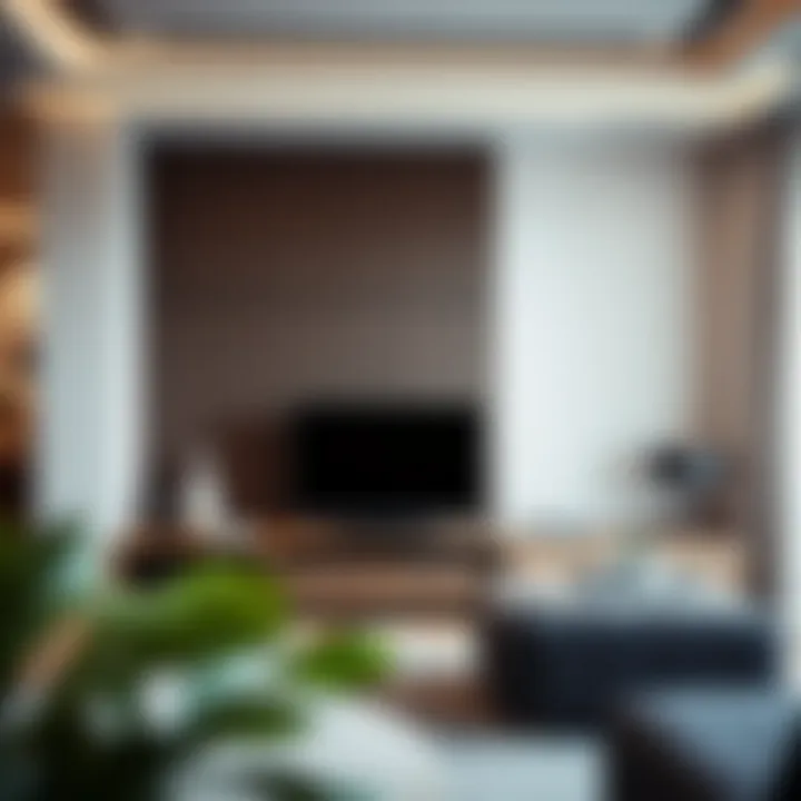 Minimalist design of a long under TV cabinet