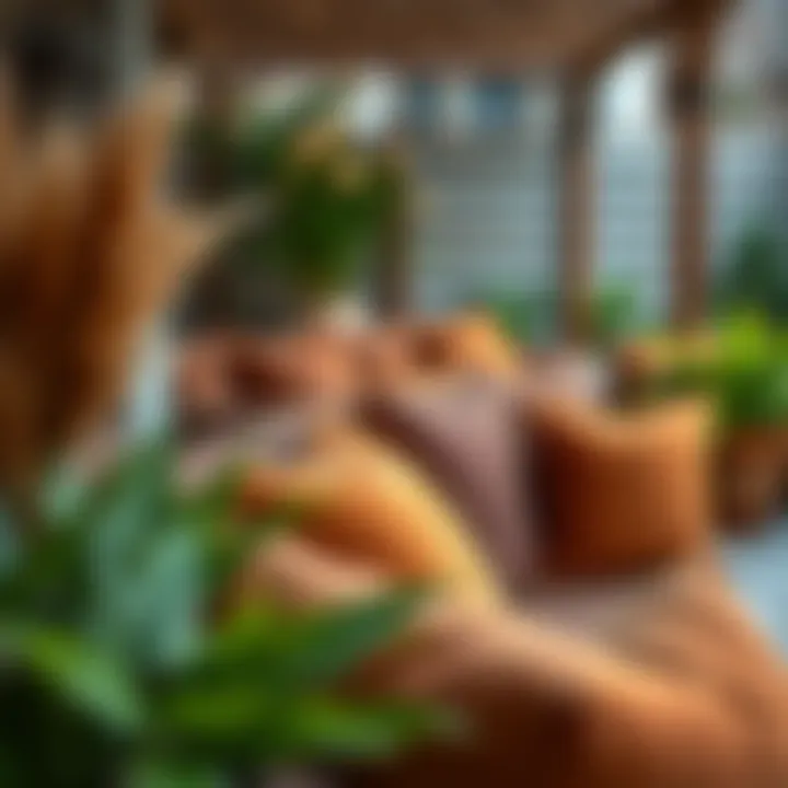 A well-maintained patio showcasing seasonal brown cushion arrangements