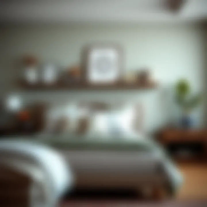 Stylish bedroom decor highlighting a headboard with functional shelving