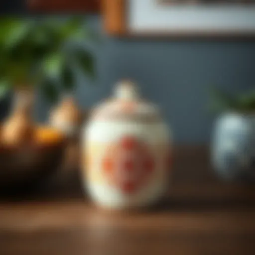An elegant ceramic canister with intricate designs showcasing American craftsmanship
